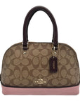 Coach Brown Coated Canvas Mini Sierra With Pink Trim Satchel F57493