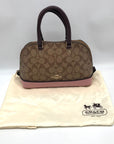 Coach Brown Coated Canvas Mini Sierra With Pink Trim Satchel F57493