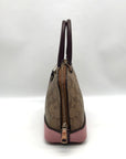 Coach Brown Coated Canvas Mini Sierra With Pink Trim Satchel F57493