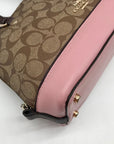 Coach Brown Coated Canvas Mini Sierra With Pink Trim Satchel F57493
