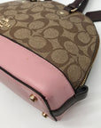 Coach Brown Coated Canvas Mini Sierra With Pink Trim Satchel F57493