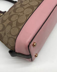 Coach Brown Coated Canvas Mini Sierra With Pink Trim Satchel F57493