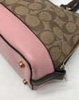 Coach Brown Coated Canvas Mini Sierra With Pink Trim Satchel F57493