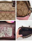 Coach Brown Coated Canvas Mini Sierra With Pink Trim Satchel F57493