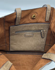 Joy Susan Taupe Vegan Leather Large Tote Bag