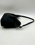 Coach Vintage Black Signature Canvas Clip Shoulder Bag