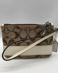 Coach Tan and Ivory Canvas Wristlet