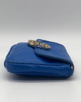 Tory Burch Blue Pebbled Leather Mini Crossbody Bag