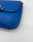 Tory Burch Blue Pebbled Leather Mini Crossbody Bag