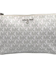 Michael Kors Leather Logo Jet Set Charm Optic White Top Zip Wristlet
