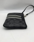 Coach Gray and Black Signature Coated Canvas Striped Corner Zip Wristlet