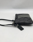 Coach Gray and Black Signature Coated Canvas Striped Corner Zip Wristlet