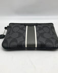 Coach Gray and Black Signature Coated Canvas Striped Corner Zip Wristlet