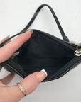Coach Gray and Black Signature Coated Canvas Striped Corner Zip Wristlet