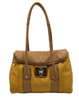 B. Makowsky Yellow Leather Flap Turn Lock Shoulder Bag