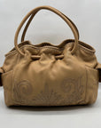 Cole Haan Beige Embroidered Leather Hobo Bag