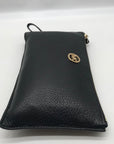 Michael Kors Black Pebbled Leather Fulton Large Writslet Clutch
