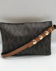 Michael Kors Brown Coated Canvas Monogram Chain Belt Bag