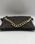 Michael Kors Brown Coated Canvas Monogram Chain Belt Bag