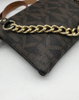 Michael Kors Brown Coated Canvas Monogram Chain Belt Bag