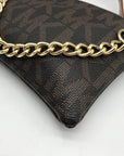 Michael Kors Brown Coated Canvas Monogram Chain Belt Bag