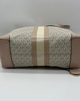Michael Kors Vanilla & Soft Pink Signature Pebbled Leather Eva Large Stripped Tote Bag