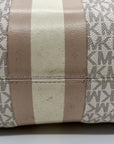 Michael Kors Vanilla & Soft Pink Signature Pebbled Leather Eva Large Stripped Tote Bag
