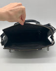 Milly Black Croc-Embossed Leather Satchel Bag