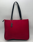 Cynthia Hart Red Fabric Beaded Dog Tote Bag