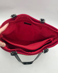 Cynthia Hart Red Fabric Beaded Dog Tote Bag
