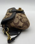 Brown Coach Monogram Jacquard Wristlet