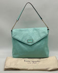 Kate Spade Turquoise Ostrich-Embossed Leather Shoulder Bag