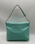 Kate Spade Turquoise Ostrich-Embossed Leather Shoulder Bag