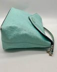 Kate Spade Turquoise Ostrich-Embossed Leather Shoulder Bag