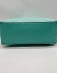 Kate Spade Turquoise Ostrich-Embossed Leather Shoulder Bag
