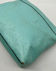 Kate Spade Turquoise Ostrich-Embossed Leather Shoulder Bag