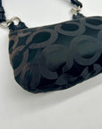 Coach Black Sateen Kristin Signature Op Art Hobo Bag 16953