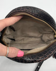 Brahmin Brown Croc Embossed Round Belle Melbourne Crossbody