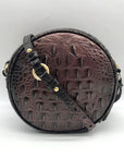 Brahmin Brown Croc Embossed Round Belle Melbourne Crossbody
