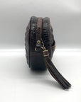 Brahmin Brown Croc Embossed Round Belle Melbourne Crossbody