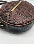 Brahmin Brown Croc Embossed Round Belle Melbourne Crossbody