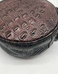 Brahmin Brown Croc Embossed Round Belle Melbourne Crossbody