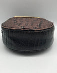 Brahmin Brown Croc Embossed Round Belle Melbourne Crossbody