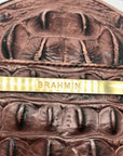 Brahmin Brown Croc Embossed Round Belle Melbourne Crossbody