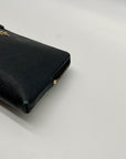 Coach Black Crossgrain Leather Large Corner Zip Wristlet