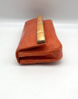 Daniella Ortiz Orange Lizard Embossed Leather April Clutch