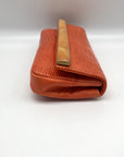 Daniella Ortiz Orange Lizard Embossed Leather April Clutch