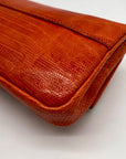 Daniella Ortiz Orange Lizard Embossed Leather April Clutch