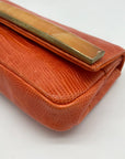 Daniella Ortiz Orange Lizard Embossed Leather April Clutch