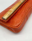 Daniella Ortiz Orange Lizard Embossed Leather April Clutch